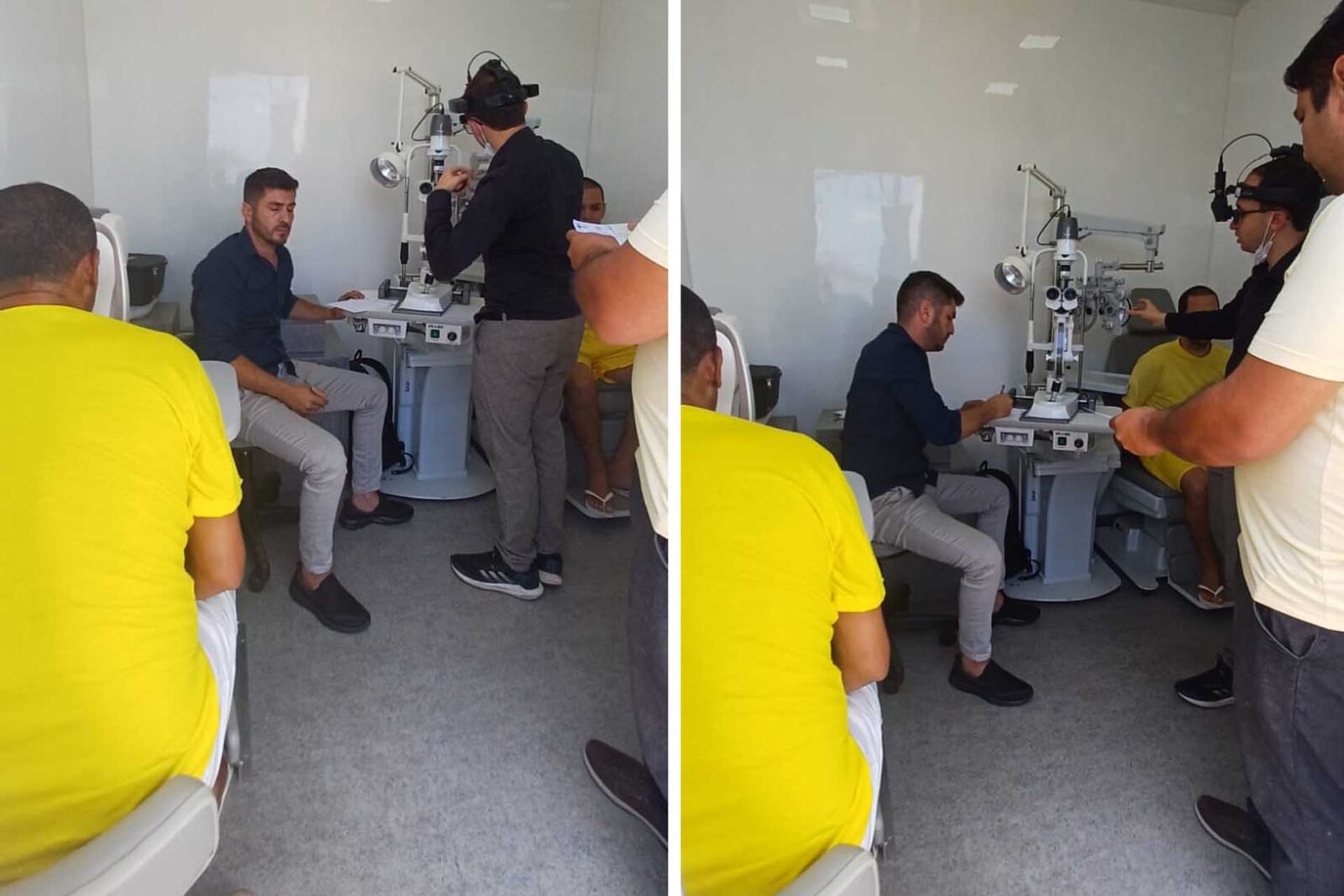 O Ministério Público de Goiás (MPGO), por intermédio da 2ª Promotoria de Justiça de Catalão, articulou a realização de exames oftalmológicos dos detentos da Unidade Prisional do município. Os atendimentos, desenvolvidos numa parceria com a direção da unidade e o município, aconteceram no último dia 19. No mutirão de atendimentos foram feitas 60 consultas oftalmológicas, em um caminhão-consultório. No total, 30 receitas foram aviadas, para a confecção de óculos. Segundo observou o promotor Fernando Gomes Rosa, é uma ação que resgata a cidadania dos presos, especialmente porque alguns deles nunca passaram por um exame desse tipo. Como, por iniciativa do MPGO, está sendo desenvolvendo um projeto de leitura entre os detentos, observou-se a necessidade da realização dos exames, já que alguns dos presos apresentaram dificuldade para enxergar os textos apresentados.